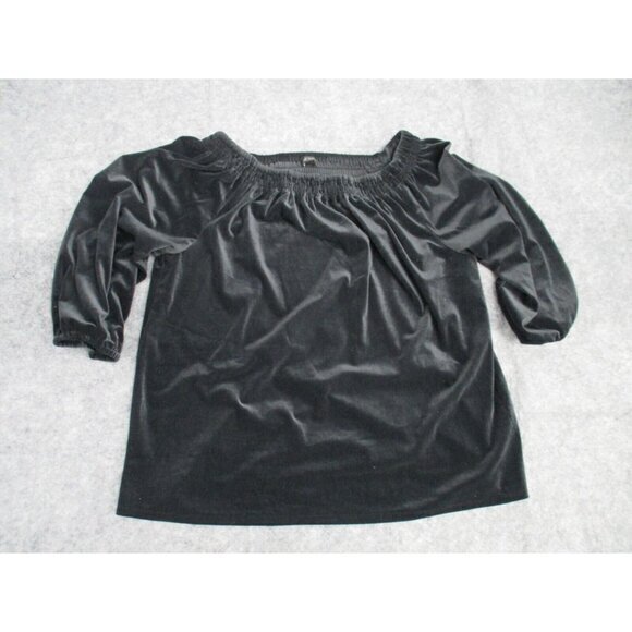 J Jill Womens Blouse Large Black 3/4 Sleeves Ruched Wearever Casual Stretchy - Picture 1 of 16